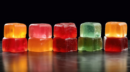 Colorful jelly candies on a black background, close-upの素材