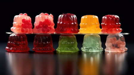 Colorful jelly candies on a black background. Selective focus.の素材