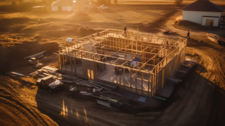 construction of a new house in the city. 3d renderingの素材