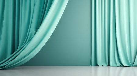 Green Curtain Background. 3d Render Illustration Mockup Sceneの素材