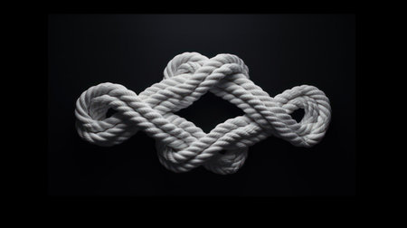 White rope on a black background. 3d rendering, 3d illustration.の素材