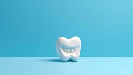 Tooth with toothpaste on blue background. Dentistry concept.の素材