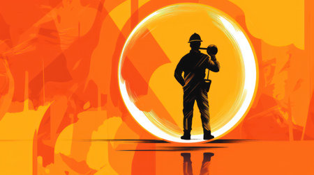 Silhouette of a man with a baseball bat. Vector illustrationの素材
