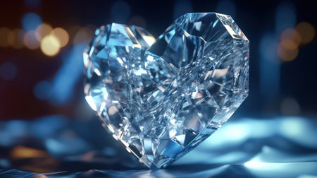 Heart-shaped diamond on a dark background. 3d rendering.の素材