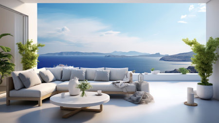 Modern bright interiors apartment 3D rendering  illustration computer generated imageの素材