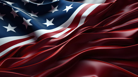 United States flag waving in the wind. 3d rendering image.の素材