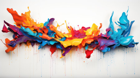Colorful paint splashes isolated on white background. 3d renderの素材