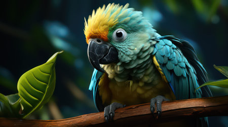 Beautiful macaw parrot sitting on a branch in the zooの素材