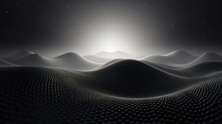 Abstract 3d rendering of wavy surface. Futuristic background.の素材
