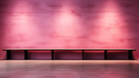 Empty bench in front of a pink wall. 3D Renderingの素材