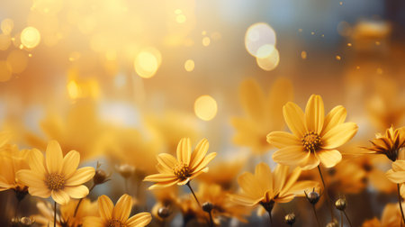 Beautiful yellow flower with bokeh background, nature and environment conceptの素材