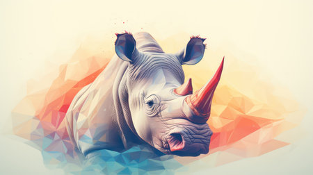 Rhinoceros on abstract background. 3D Rendering.の素材