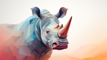 White rhinoceros. Polygonal design. Vector illustrationの素材