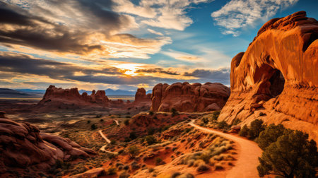 Sunset in Arches National Park, Utah, United States.の素材