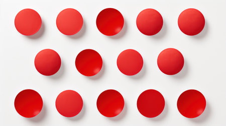 Red Easter eggs on white background. Flat lay, top view.の素材