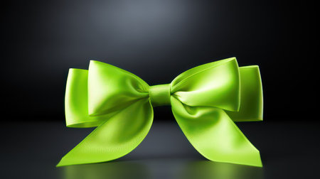 Green bow on a black background. 3d rendering, 3d illustration.の素材
