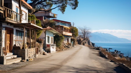 Village on the coast of Lake Maggiore, Italy.の素材