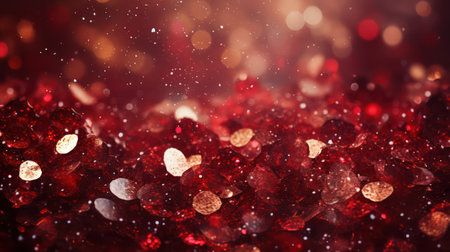 Red heart bokeh background. Valentines day concept. 3D Renderingの素材
