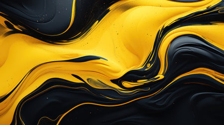 Black and gold liquid texture background. Fluid art. 3d renderの素材