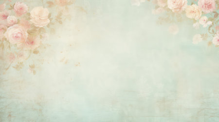 Grunge floral background with space for text. Pastel colors.の素材