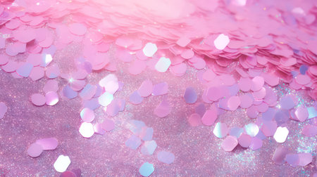 Pink glitter sparkle confetti texture background. Glitter vintage lights backdrop.の素材