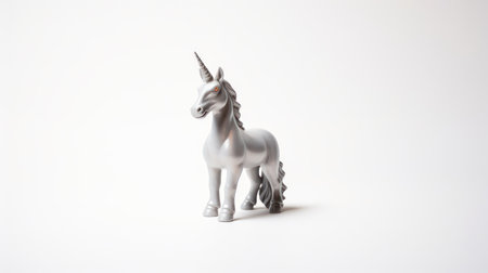 Unicorn figurine on white background. 3d rendering.の素材