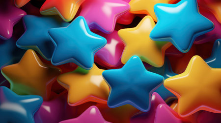 Colorful star shape background. 3d rendering. Computer digital drawing.の素材