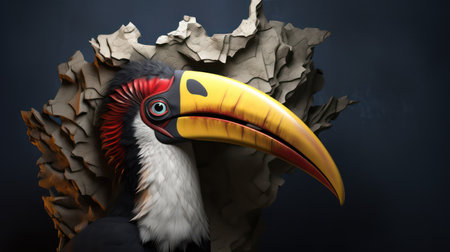 Rhinoceros Hornbill - 3D Rendered Illustrationの素材