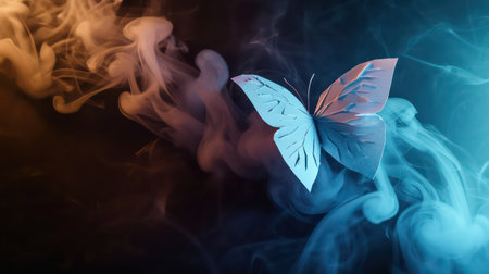 butterfly in the smoke on a black background. tintedの素材