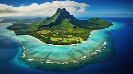 Panoramic view of the island of Bora Bora.の素材