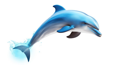 Dolphin jumping out of water isolated on white background. 3d renderの素材
