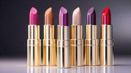 Lipsticks on a dark background. 3d rendering, 3d illustration.の素材