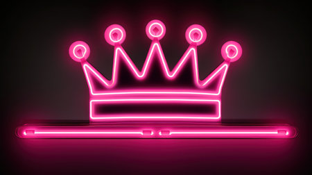 Illustration of a neon sign with a crown in a black backgroundの素材
