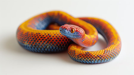 Close-up of a red-nosed ratsnake on a white backgroundの素材