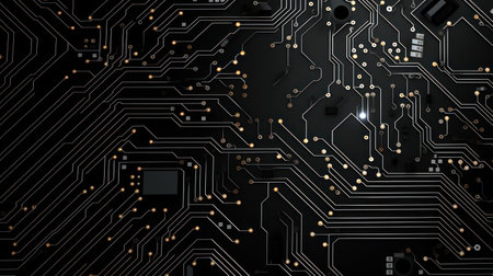 Circuit board close-up. Technology background. 3d illustrationの素材