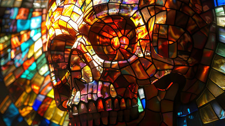 Colorful stained glass window in the Basilica of the Sacred Heart of Jesus in Zagreb, Croatiaの素材