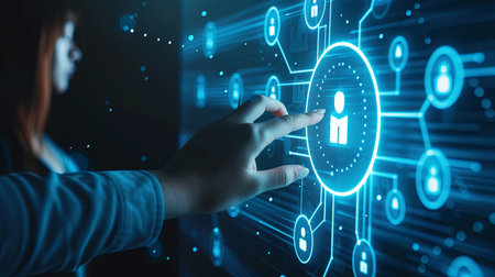 man tech in connecting technology networkの素材