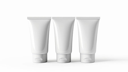 3d rendering of cosmetic tube set isolated in white studio background.の素材