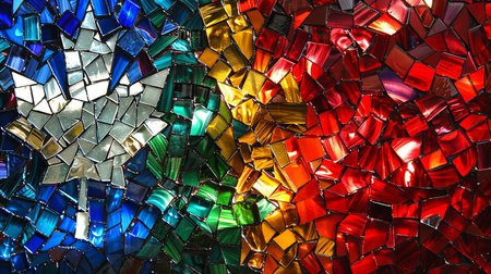 Colorful stained glass window background. Colorful stained glass mosaic.の素材