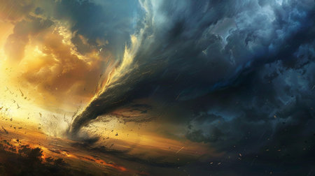Fantasy landscape with stormy sky. 3d rendering illustration.の素材