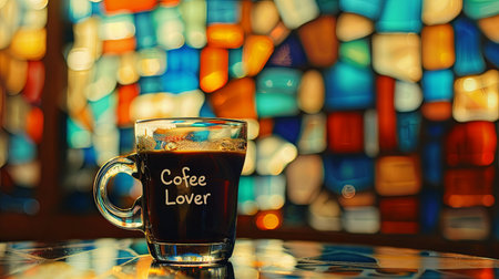 Coffee cup on the table in coffee shop with bokeh backgroundの素材