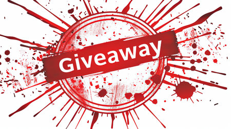 GIVEAWAY - Red round stamp with grunge texture. Illustrationの素材