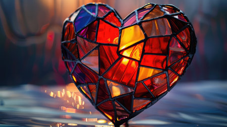 Valentine's day background with heart shape made of glass.の素材