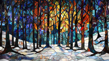 Stained glass window in a park in New York City, USAの素材