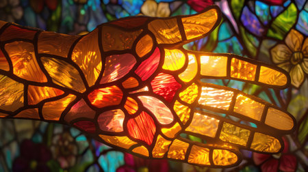 Stained glass window handの素材