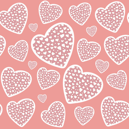 Hearts seamless pattern for Valentines Day or wedding designs. Optimized for one click color...