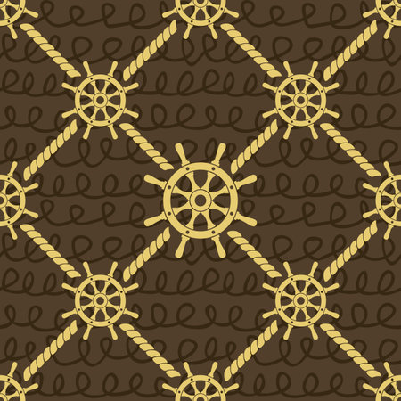 Ship helm vector seamless pattern.のイラスト素材