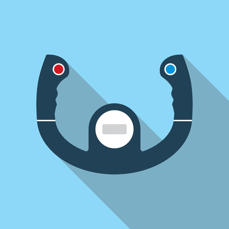 Aircraft control wheel flat style icon with long shadow isolated on one-color background.のイラスト素材