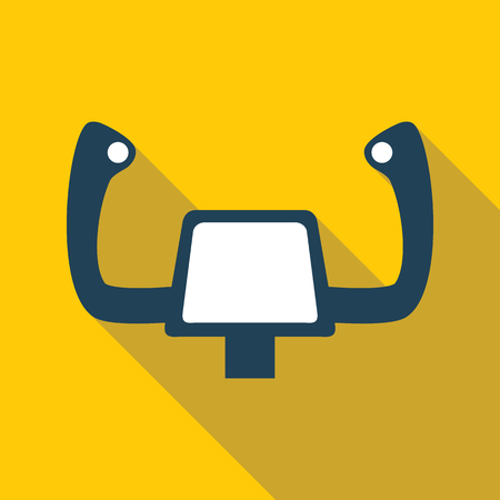 Aircraft steering helm flat icon with long shadow isolated on one-color background. Vector illustration in EPS10 format with transparency.のイラスト素材