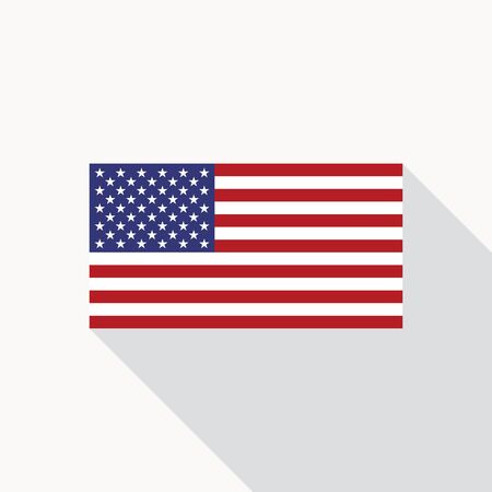 USA national flag vector flat icon. Vector icon of American flag in flat style with long shadow. Flat icon with star-spangled banner.のイラスト素材